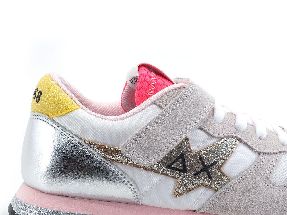 SUN68 Girl's Stargirl Glitter Logo Sneaker Bambino Bianco Z32411 - Sandrini Calzature e Abbigliamento