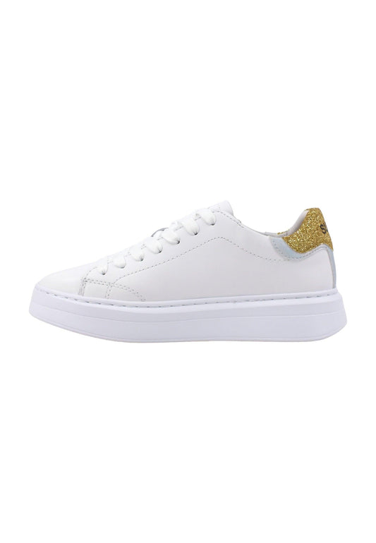 SUN68 Grace Leather Sneaker Donna Bianco Oro Z43225 - Sandrini Calzature e Abbigliamento