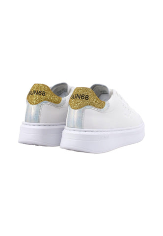 SUN68 Grace Leather Sneaker Donna Bianco Oro Z43225 - Sandrini Calzature e Abbigliamento