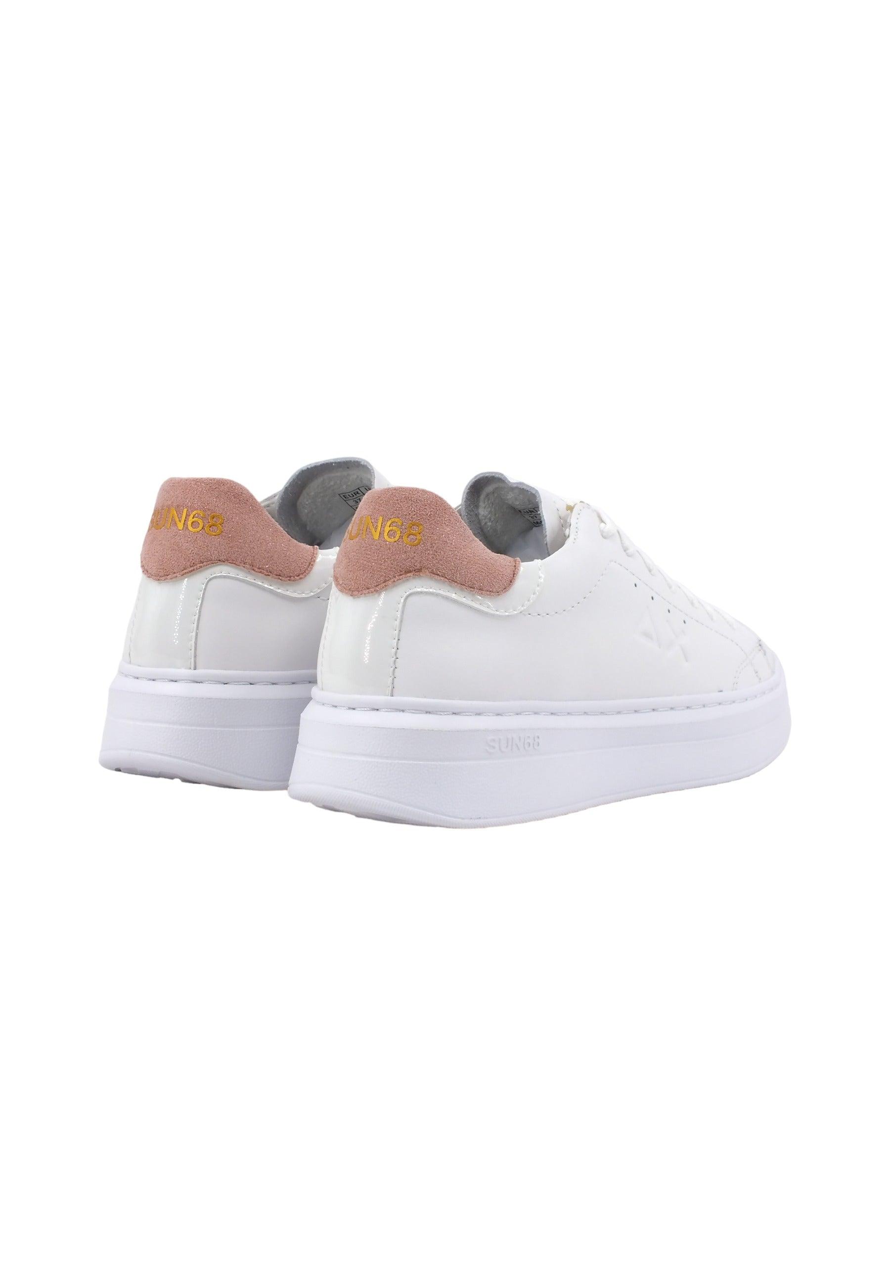 SUN68 Grace Leather Sneaker Donna Bianco Rosa Z43225 - Sandrini Calzature e Abbigliamento