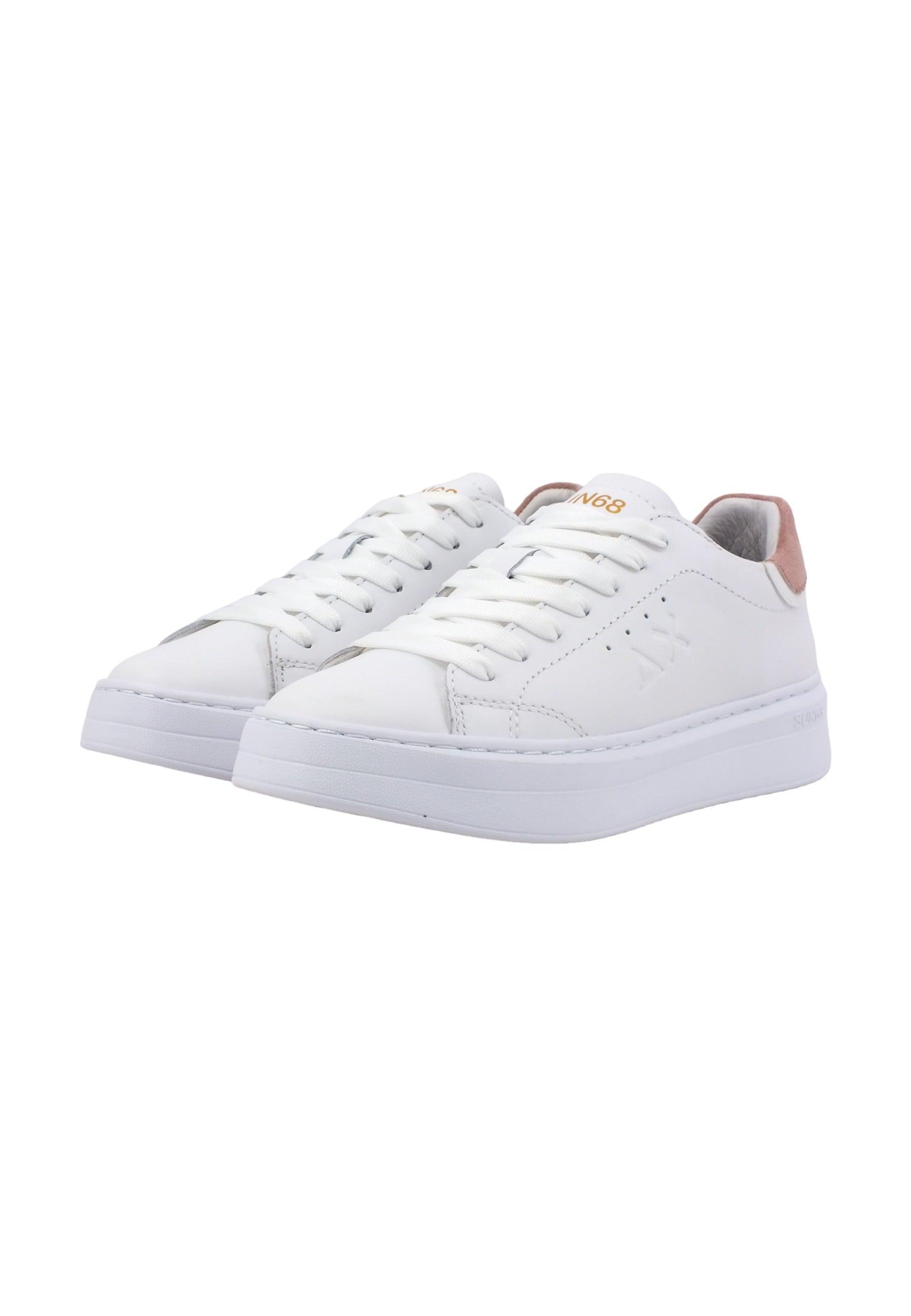 SUN68 Grace Leather Sneaker Donna Bianco Rosa Z43225 - Sandrini Calzature e Abbigliamento