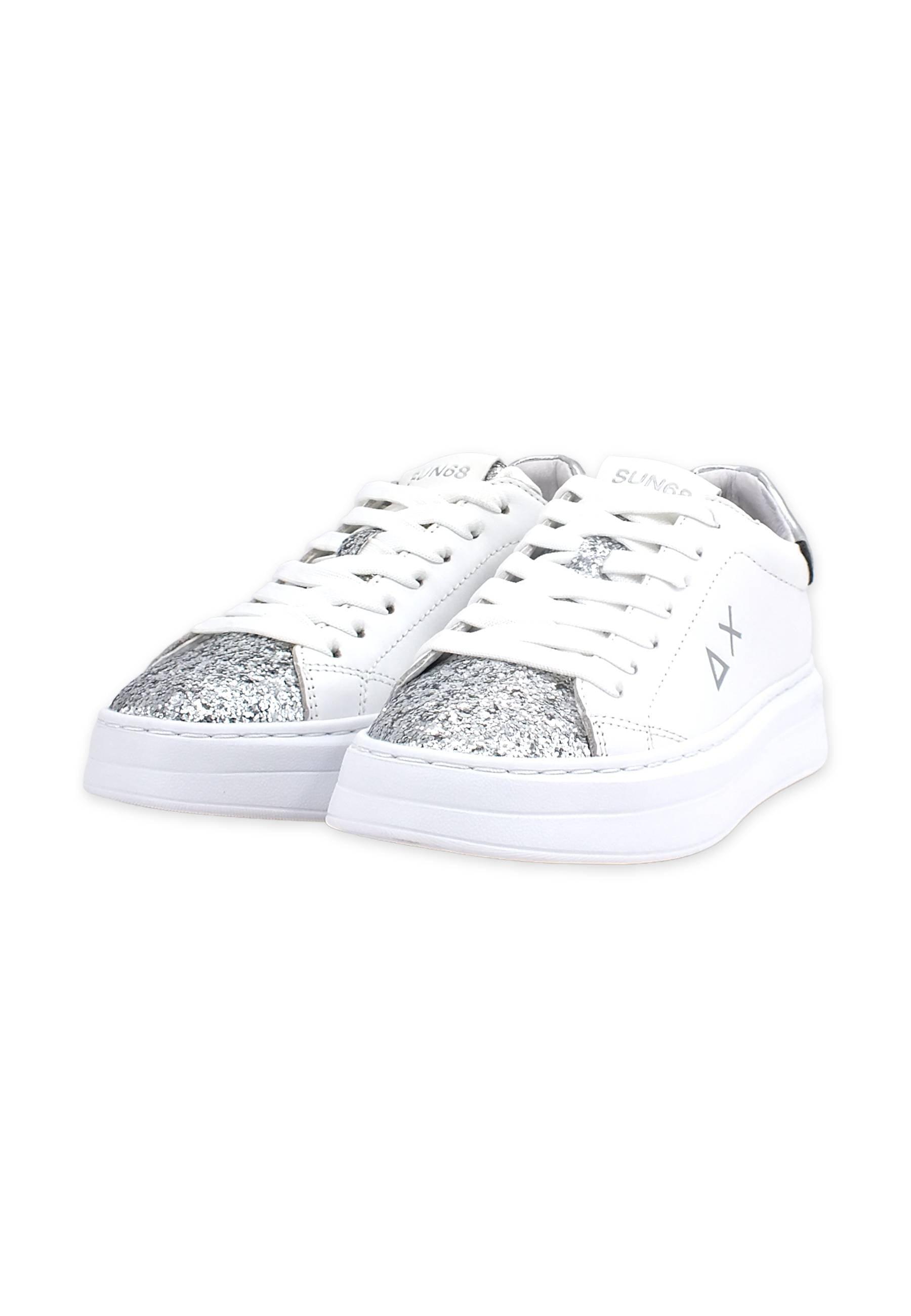 SUN68 Grace Sneaker Donna Bianco Argento Z42222 - Sandrini Calzature e Abbigliamento