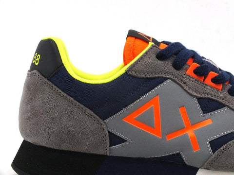 SUN68 Jaki Fluo Sneaker Running Navy Blue Grigio Z41111 - Sandrini Calzature e Abbigliamento