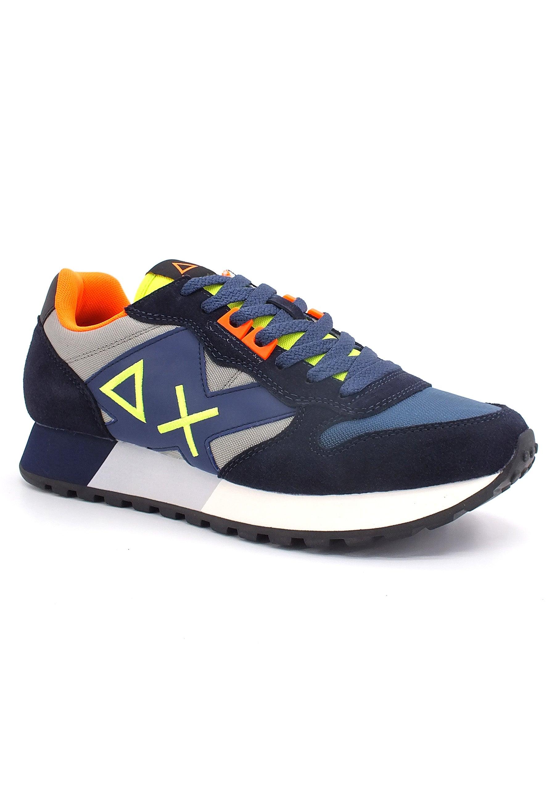 SUN68 Jaki Fluo Sneaker Uomo Navy Blue Grigio Medio Z42115 - Sandrini Calzature e Abbigliamento