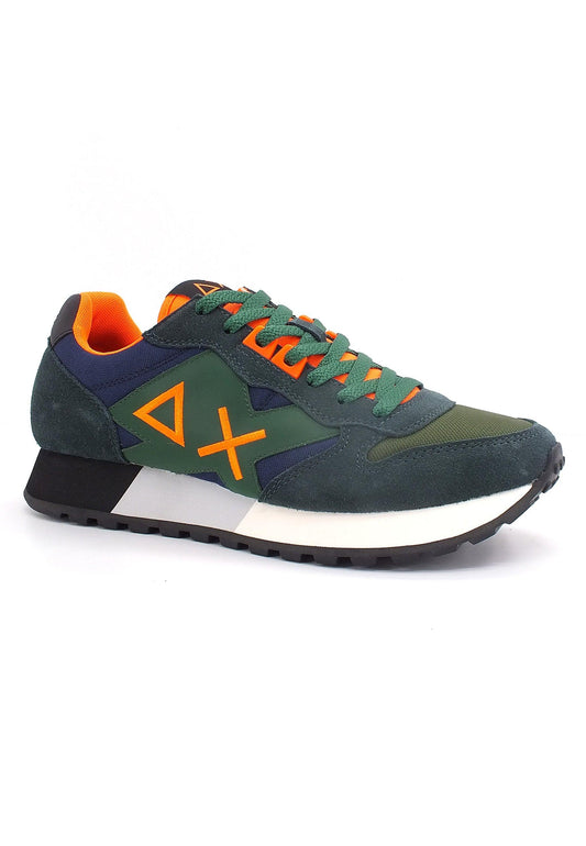 SUN68 Jaki Fluo Sneaker Uomo Verde Scuro Navy Blu Z42115 - Sandrini Calzature e Abbigliamento