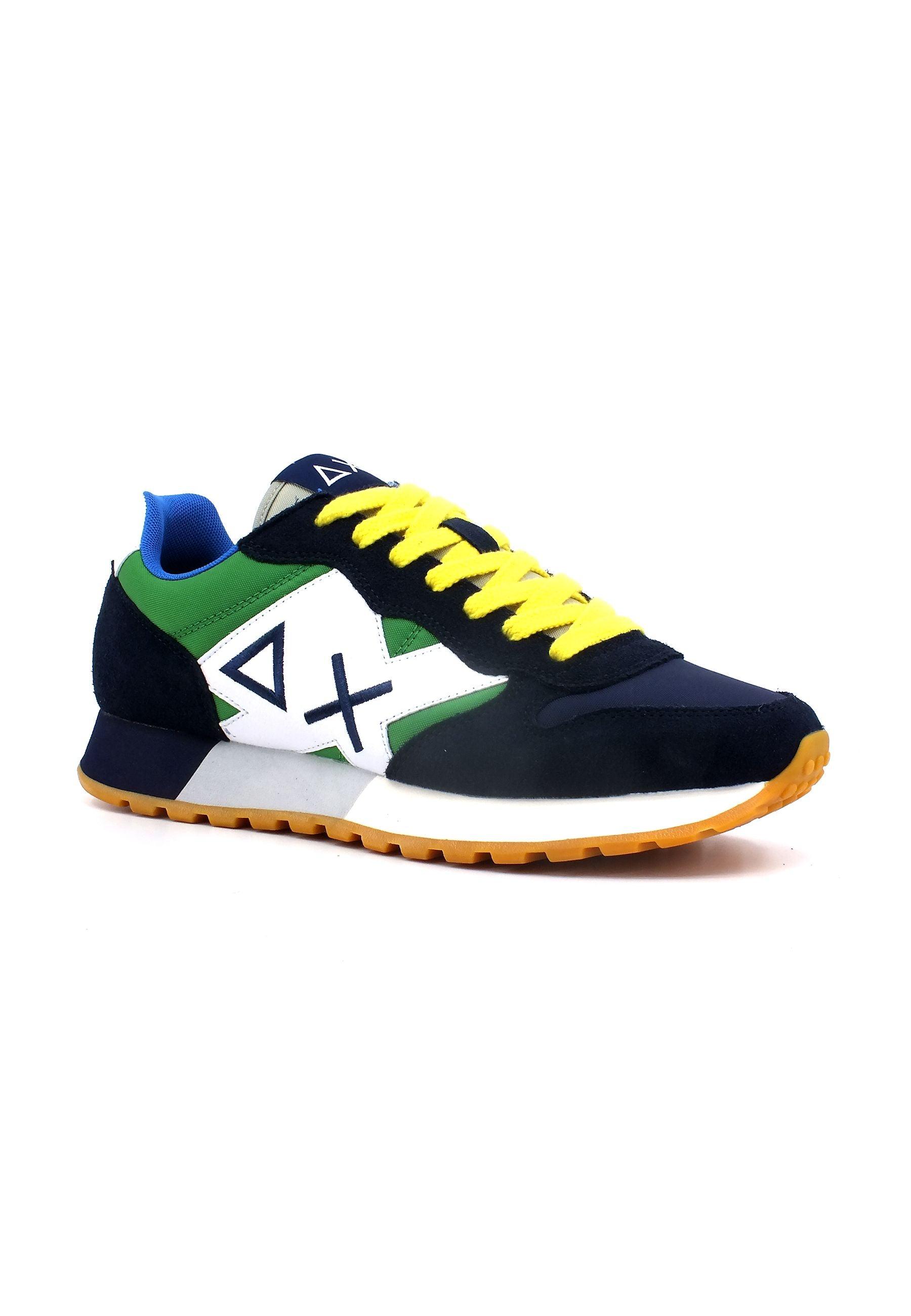 SUN68 Jaki Tricolors Sneaker Uomo Navy Blue Verde Prato Z33112 - Sandrini Calzature e Abbigliamento