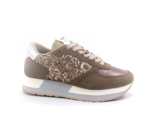 SUN68 Kate Pailettes Sneaker Running Pailettes Beige Z41222 - Sandrini Calzature e Abbigliamento