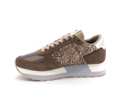 SUN68 Kate Pailettes Sneaker Running Pailettes Beige Z41222 - Sandrini Calzature e Abbigliamento