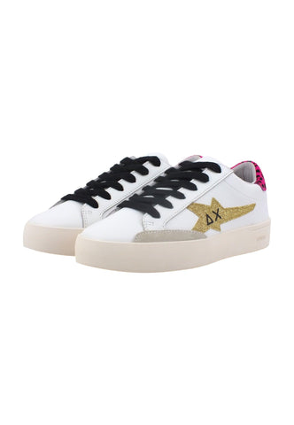 SUN68 Katy Leather Sneaker Donna Bianco Oro Z43221 - Sandrini Calzature e Abbigliamento