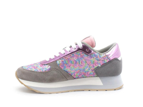SUN68 Kelly Pailettes Sneaker Running Donna Grigio Chiaro Rosa Z31221 - Sandrini Calzature e Abbigliamento
