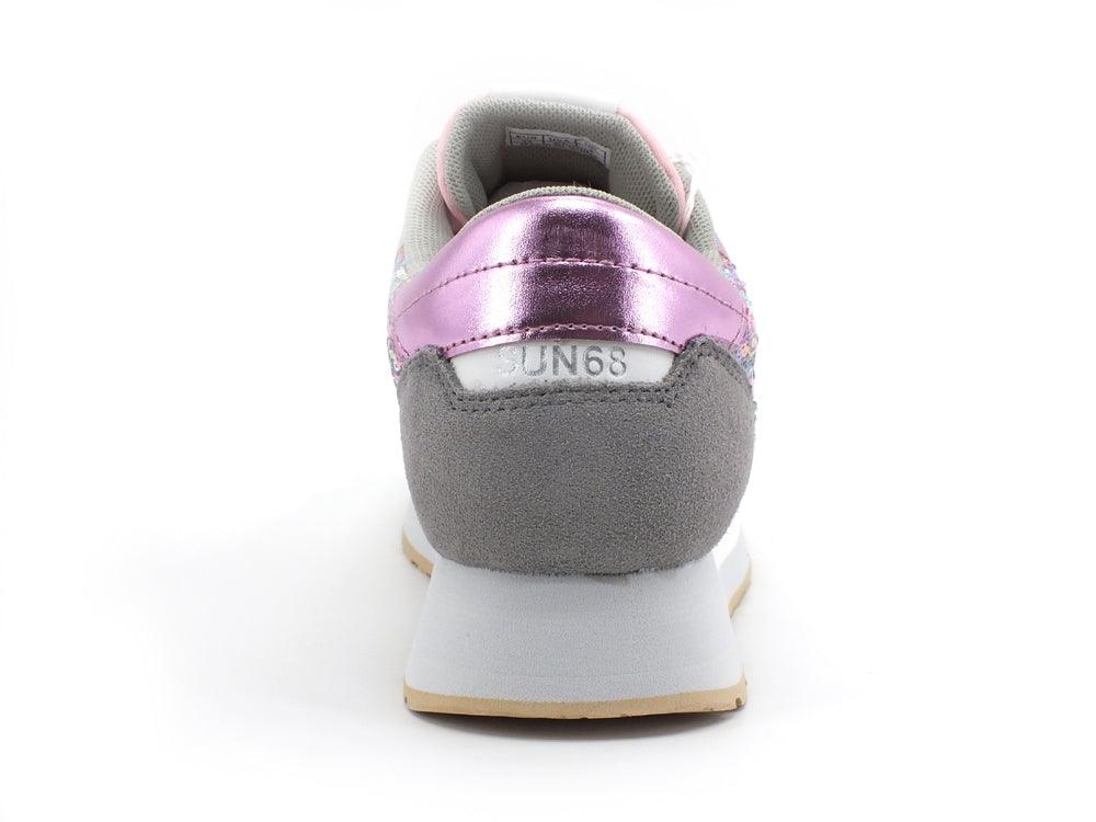SUN68 Kelly Pailettes Sneaker Running Donna Grigio Chiaro Rosa Z31221 - Sandrini Calzature e Abbigliamento