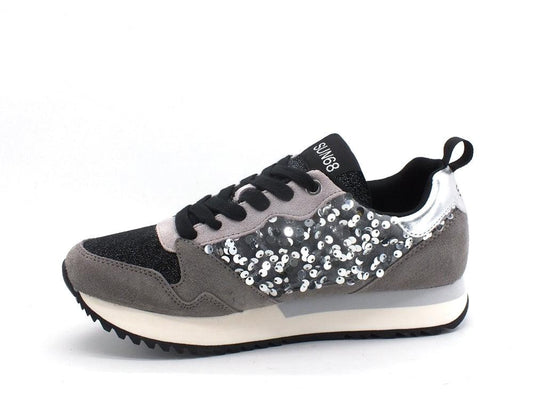 SUN68 Kelly Pailettes Sneaker Suede Grigio Medio Z41215 - Sandrini Calzature e Abbigliamento