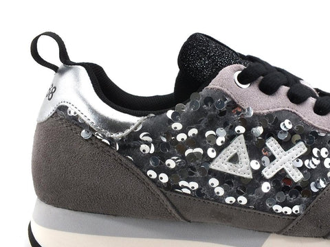SUN68 Kelly Pailettes Sneaker Suede Grigio Medio Z41215 - Sandrini Calzature e Abbigliamento