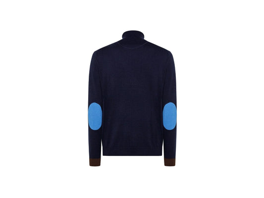 SUN68 Maglione Dolcevita Toppa Azzurra Blu Navy K41111 - Sandrini Calzature e Abbigliamento