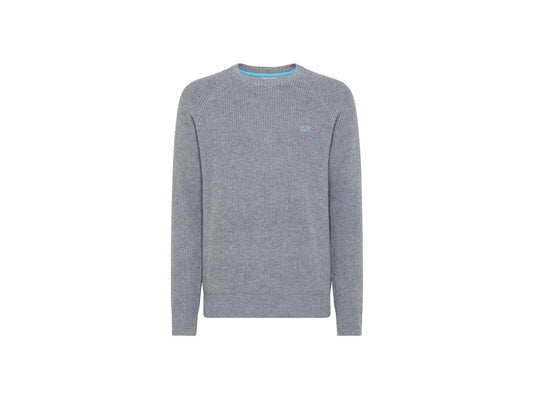 SUN68 Maglione Girocollo Lavorazione Maglia Grossa Grigio Chiaro K41142 - Sandrini Calzature e Abbigliamento