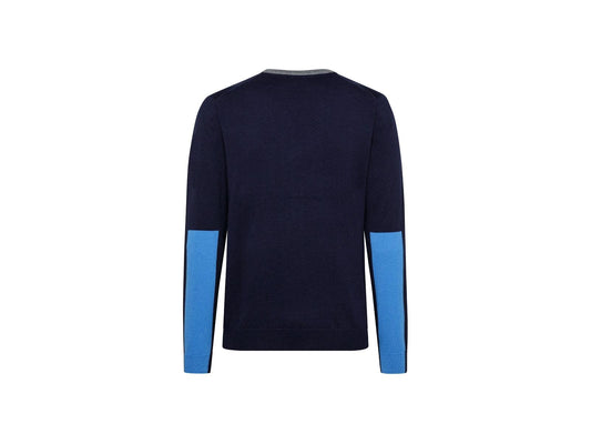 SUN68 Maglione Girocollo Manica Bicolor Navy Blue K41112 - Sandrini Calzature e Abbigliamento