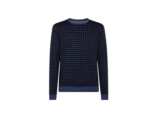 SUN68 Maglione Girocollo Pied De Poule Navy Blue K41130 - Sandrini Calzature e Abbigliamento
