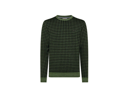 SUN68 Maglione Girocollo Pied De Poule Verde Salvia K41130 - Sandrini Calzature e Abbigliamento