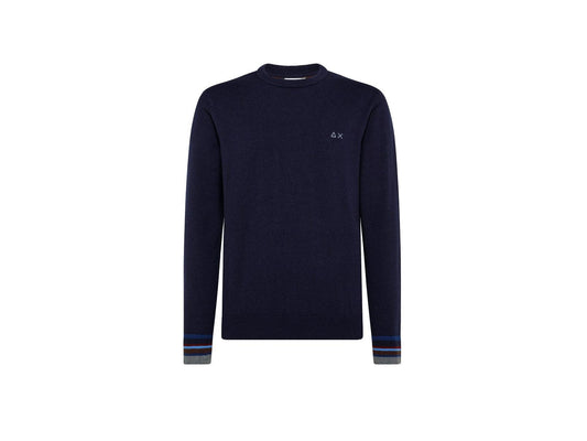 SUN68 Maglione Girocollo Polsini Righe Navy Blue K41145 - Sandrini Calzature e Abbigliamento