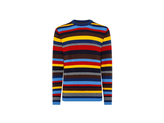 SUN68 Maglione Girocollo Righe Marrone K41146 - Sandrini Calzature e Abbigliamento