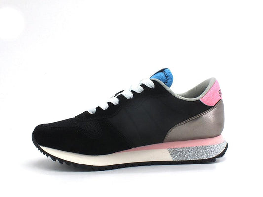 SUN68 Stargirl Glitter Logo Sneaker Running Nero Silver Z32211 - Sandrini Calzature e Abbigliamento