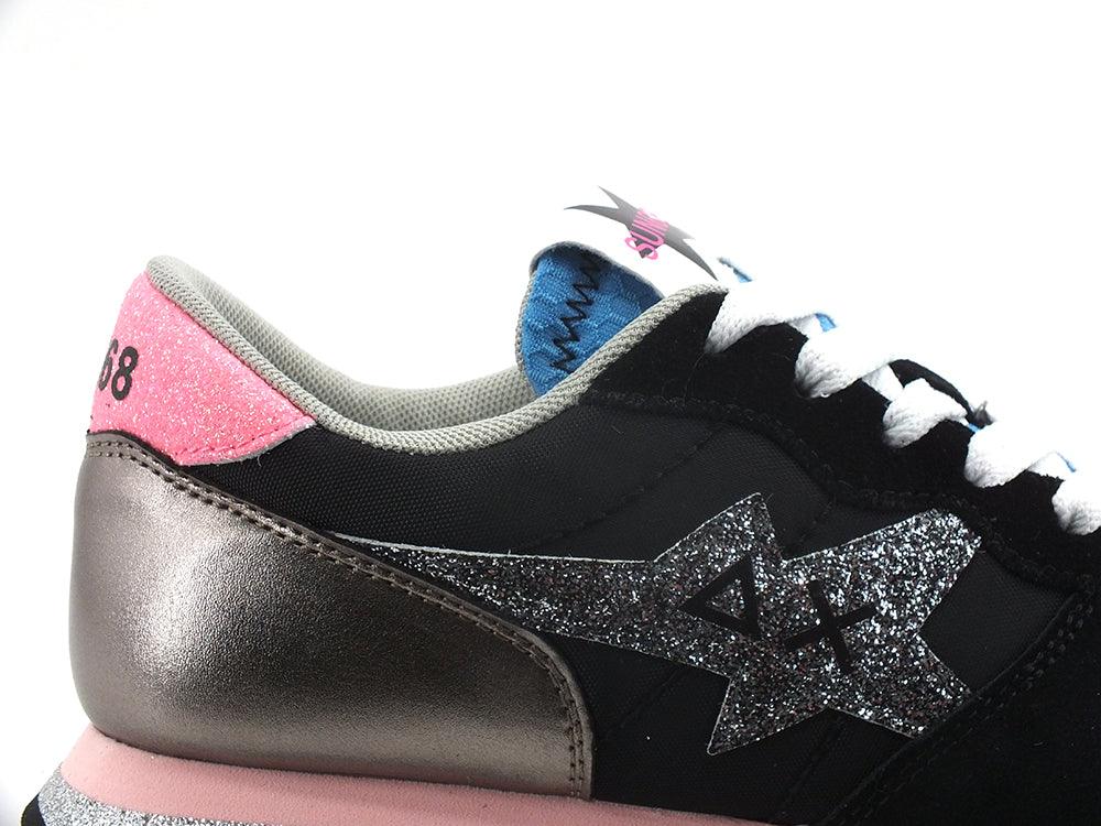 SUN68 Stargirl Glitter Logo Sneaker Running Nero Silver Z32211 - Sandrini Calzature e Abbigliamento