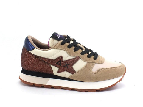 SUN68 Stargirl Glitter Sneaker Suede Beige Z41207 - Sandrini Calzature e Abbigliamento