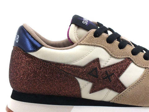 SUN68 Stargirl Glitter Sneaker Suede Beige Z41207 - Sandrini Calzature e Abbigliamento