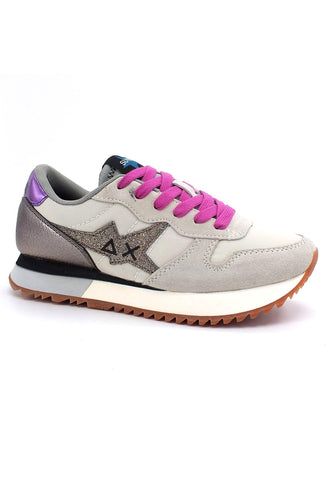 SUN68 Stargirl Nylon Glitter Sneaker Donna Bianco Panna Z42211 - Sandrini Calzature e Abbigliamento