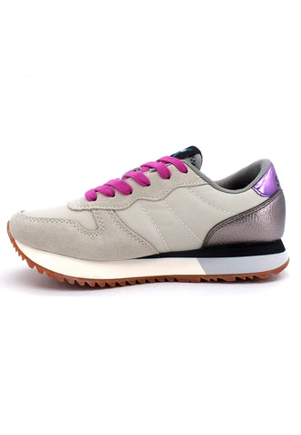 SUN68 Stargirl Nylon Glitter Sneaker Donna Bianco Panna Z42211 - Sandrini Calzature e Abbigliamento