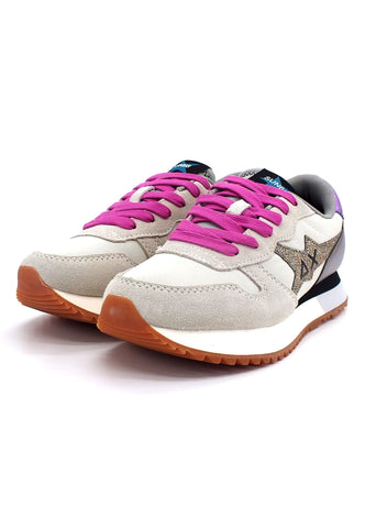 SUN68 Stargirl Nylon Glitter Sneaker Donna Bianco Panna Z42211 - Sandrini Calzature e Abbigliamento