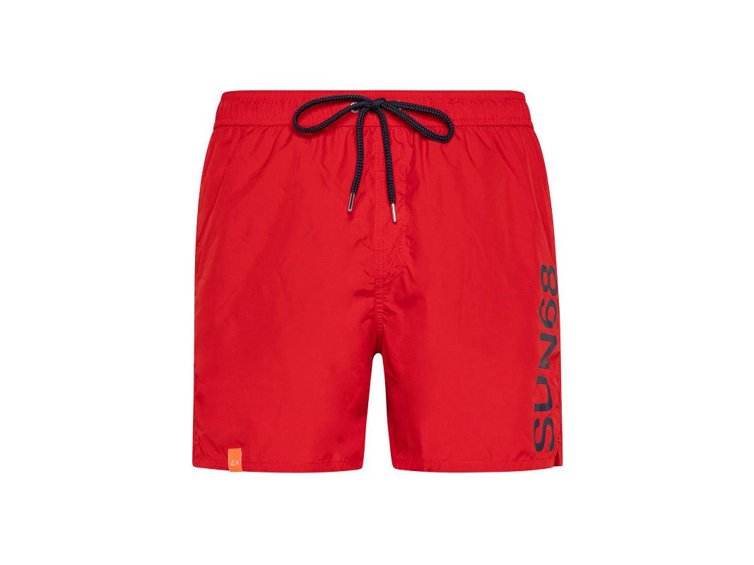 SUN68 Swim Pant Macro Logo Costume Rosso Fuoco H32103 - Sandrini Calzature e Abbigliamento