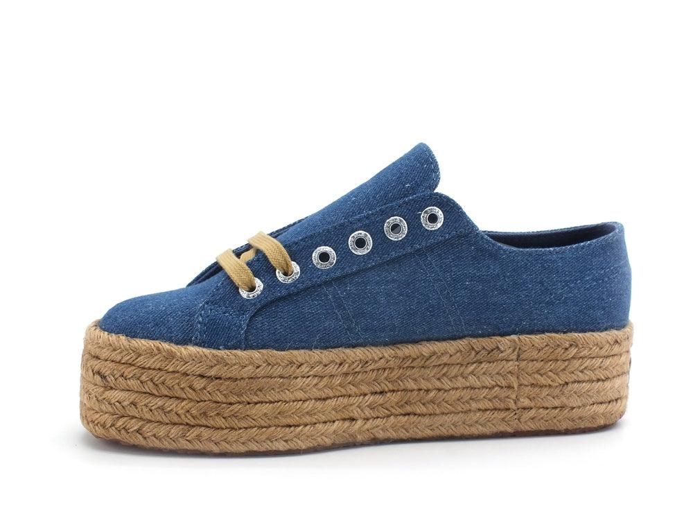 SUPERGA 2790 Drill Denim Rope Sneaker Platform Jeans Md Blue Natural S41115W - Sandrini Calzature e Abbigliamento