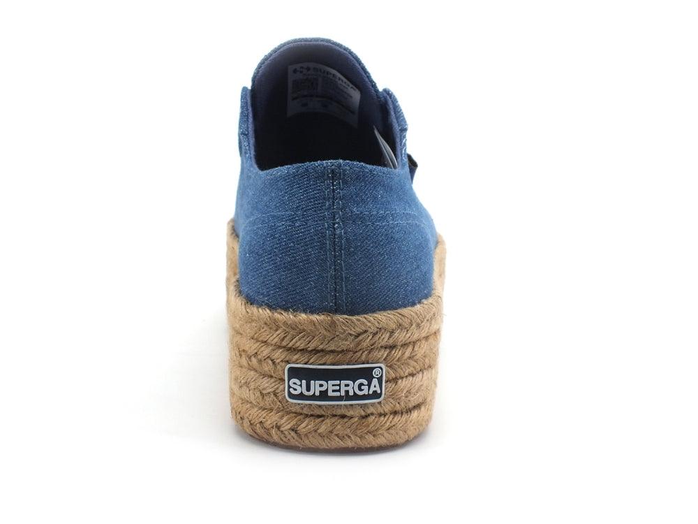 SUPERGA 2790 Drill Denim Rope Sneaker Platform Jeans Md Blue Natural S41115W - Sandrini Calzature e Abbigliamento