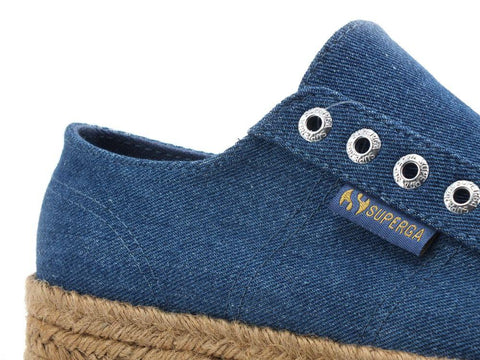 SUPERGA 2790 Drill Denim Rope Sneaker Platform Jeans Md Blue Natural S41115W - Sandrini Calzature e Abbigliamento