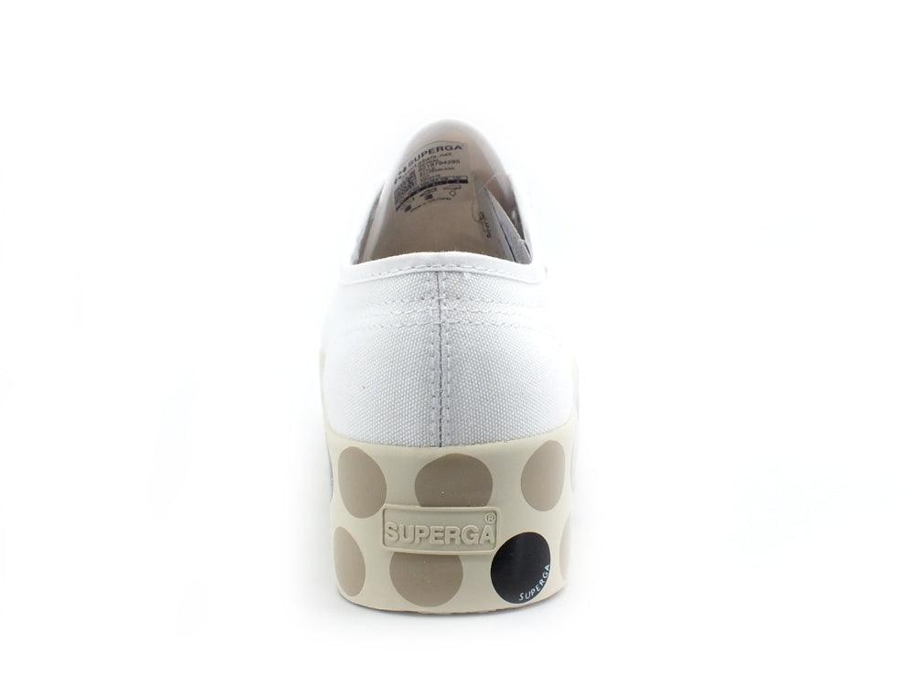 SUPERGA 2790 Logo Polkadots Sneaker Platform White Beige Black S31163W - Sandrini Calzature e Abbigliamento