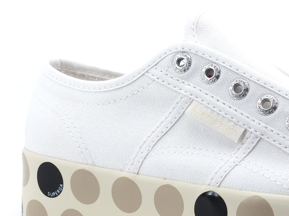 SUPERGA 2790 Logo Polkadots Sneaker Platform White Beige Black S31163W - Sandrini Calzature e Abbigliamento