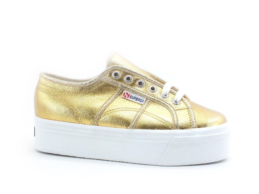 SUPERGA 2790 Metallic Canvas Sneaker Platform Yellow Gold S21174W - Sandrini Calzature e Abbigliamento