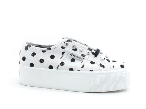 SUPERGA 2790 Polkadots Sneaker Platform Pois White Black S61128 - Sandrini Calzature e Abbigliamento