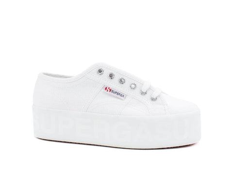 SUPERGA 2790 Shiny Printed Platform Sneaker Donna White S71161W - Sandrini Calzature e Abbigliamento