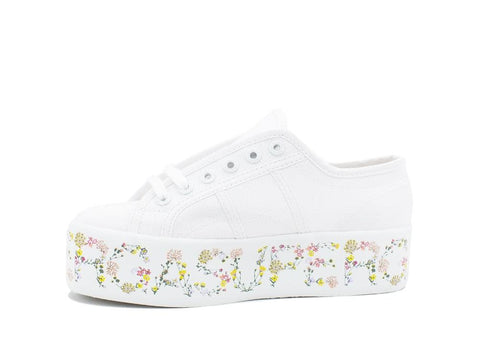 SUPERGA 2790Flower Bloom Lettering Sneaker Donna Platform White Flower S21181W - Sandrini Calzature e Abbigliamento