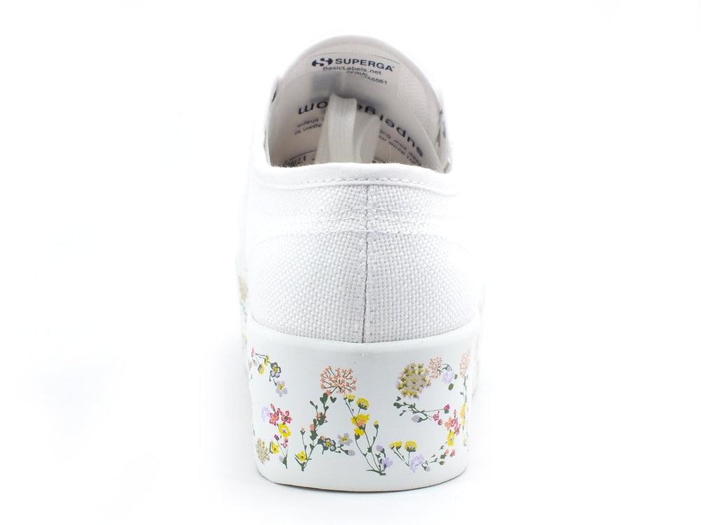 SUPERGA 2790Flower Bloom Lettering Sneaker Donna Platform White Flower S21181W - Sandrini Calzature e Abbigliamento