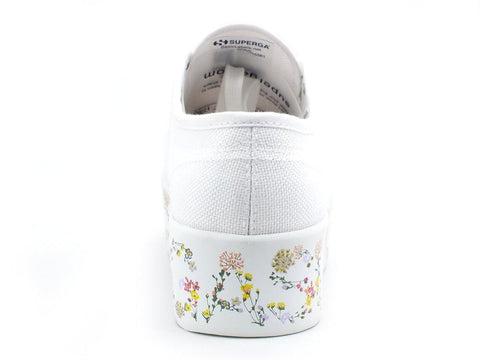 SUPERGA 2790Flower Bloom Lettering Sneaker Donna Platform White Flower S21181W - Sandrini Calzature e Abbigliamento