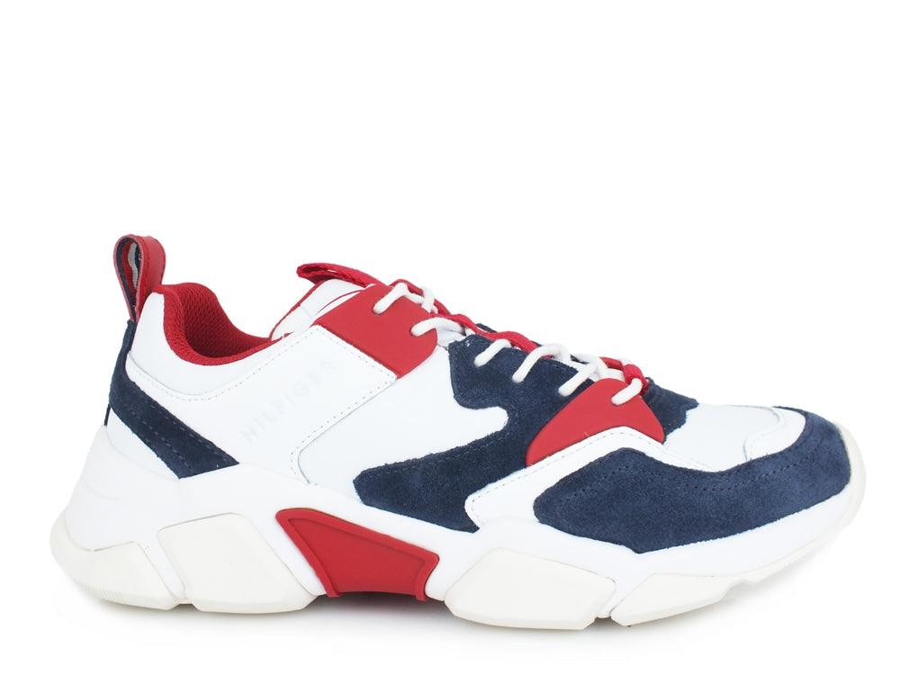 TOMMY H. Chunky Material Mix Sneaker Red White Blue FM0FM02384 - Sandrini Calzature e Abbigliamento