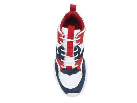 TOMMY H. Chunky Material Mix Sneaker Red White Blue FM0FM02384 - Sandrini Calzature e Abbigliamento