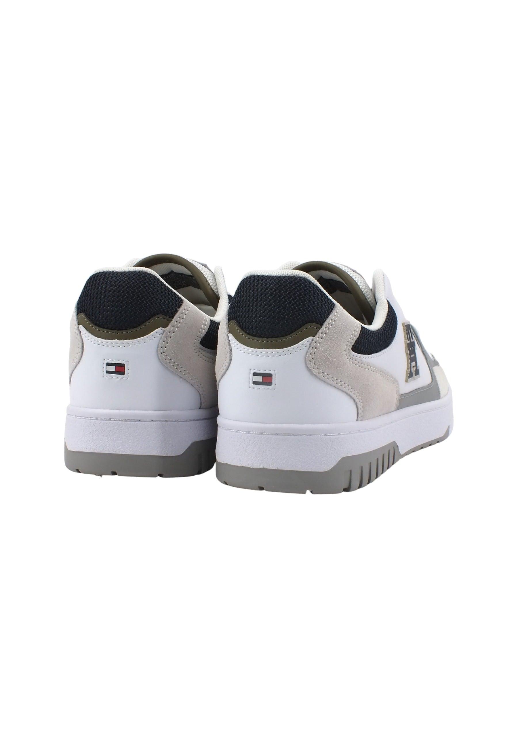 TOMMY HILFIGER Basket Street Mix Sneaker Uomo White FM0FM04695 - Sandrini Calzature e Abbigliamento