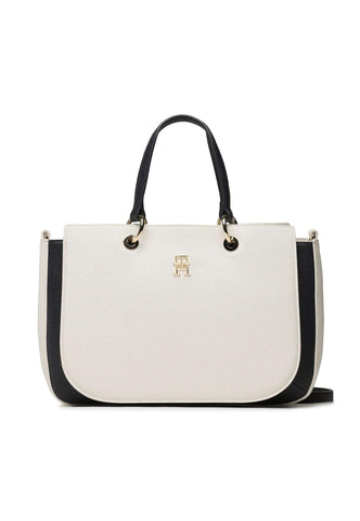 TOMMY HILFIGER Borsa Satchel White AW0AW14752 - Sandrini Calzature e Abbigliamento