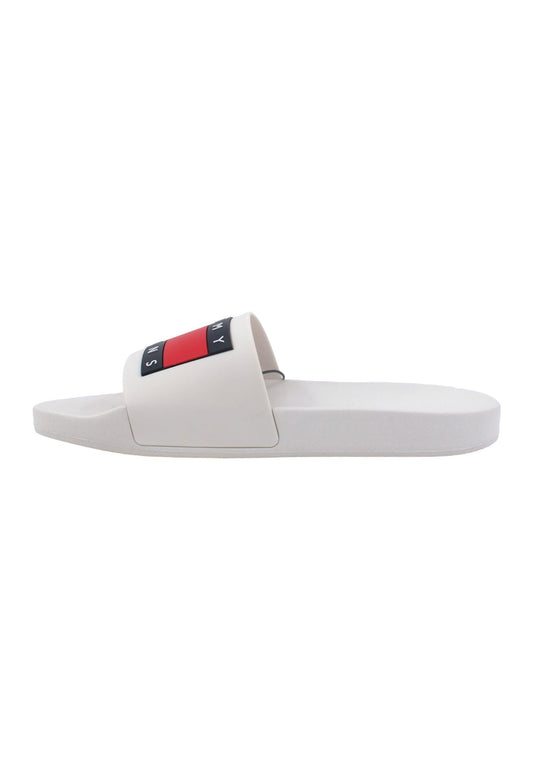 TOMMY HILFIGER Ciabatta Uomo Bianco Ecru EM0EM01191 - Sandrini Calzature e Abbigliamento