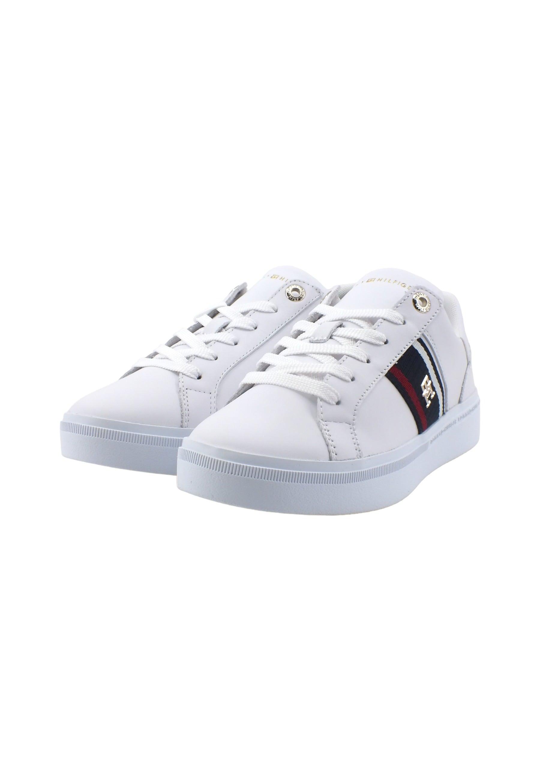 TOMMY HILFIGER Corp Webbing Sneaker Donna White FW0FW07379 - Sandrini Calzature e Abbigliamento