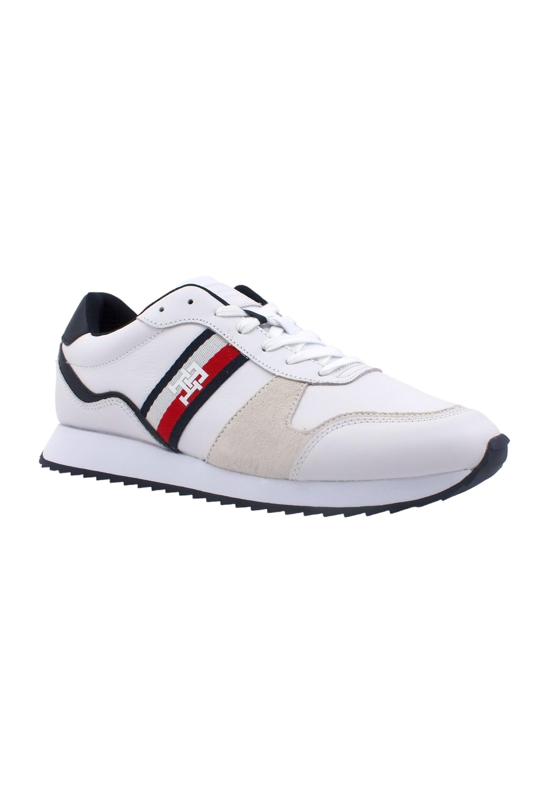 TOMMY HILFIGER Runner Evo Sneaker Uomo White FM0FM04714 - Sandrini Calzature e Abbigliamento